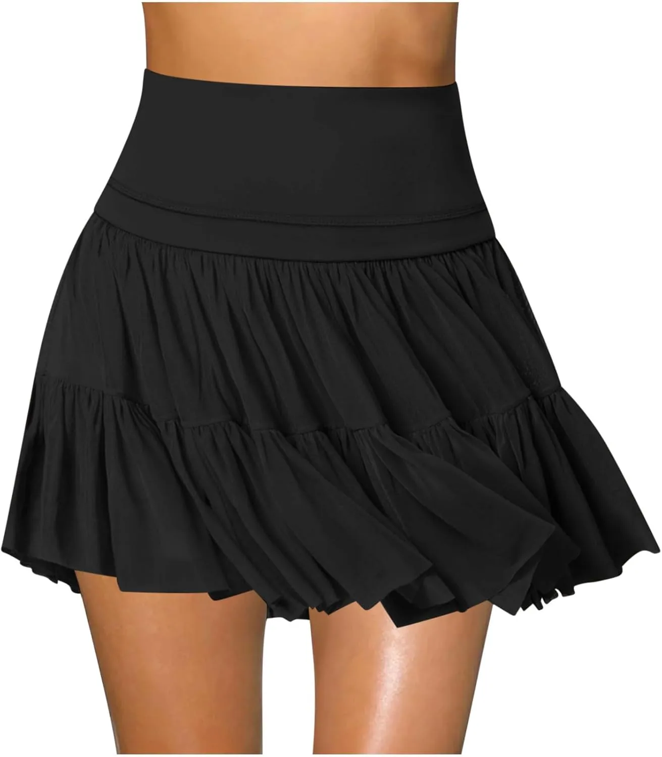 Womens Pleated Skirts High Waist Flowy Skirts Summer Mini Skrits Casual Ruffle Skirts A Line Beach Vacation Skirts