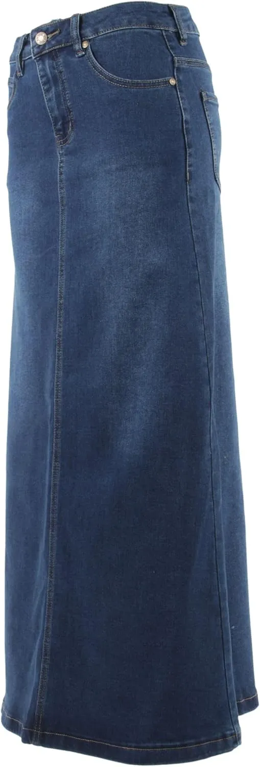 Womens Plus/Junior Size Mid Rise A-Line Long Jeans Maxi Denim Skirt