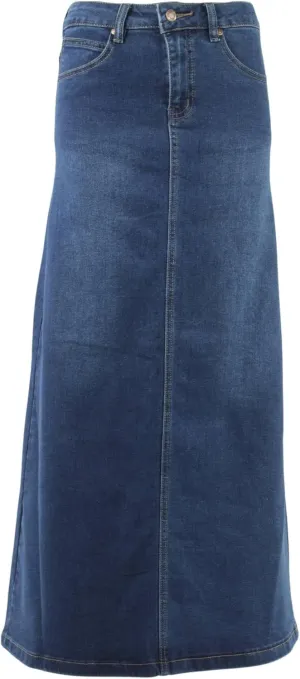 Womens Plus/Junior Size Mid Rise A-Line Long Jeans Maxi Denim Skirt