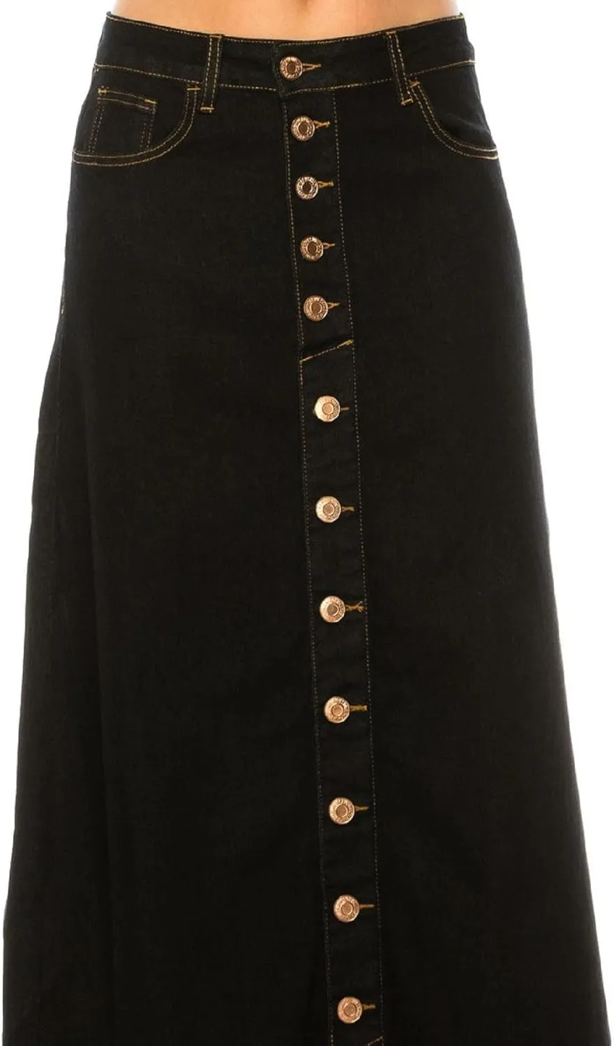 Women's Plus/Juniors Size High Rise A Line Long Jeans Maxi Flared Denim Skirt