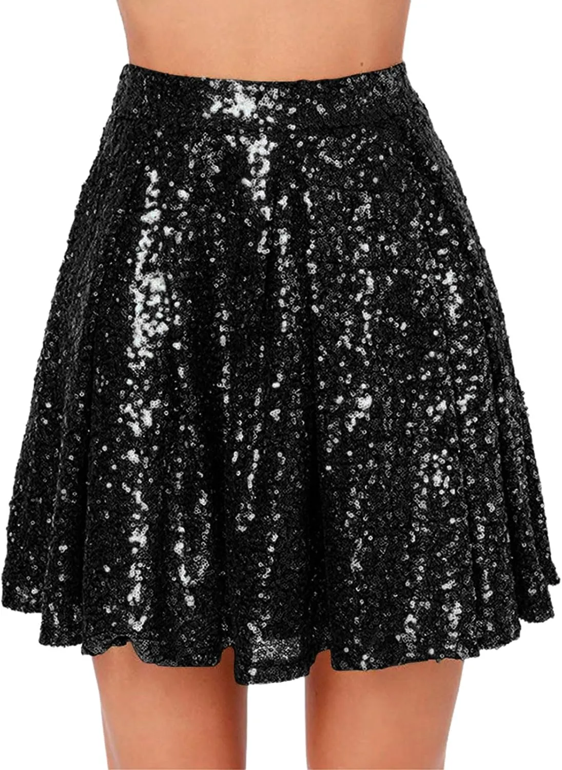 Womens Sequin Skirts Fashion High Waisted Pleated Skirts Holiday Party Sparkly Glitter Skirts 2025 Summer Trendy Skirts