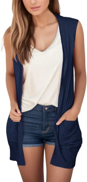 Women's Sleeveless Cardigan Summer Open Front Vest Lightweight Cool Coat for Beach Vacation