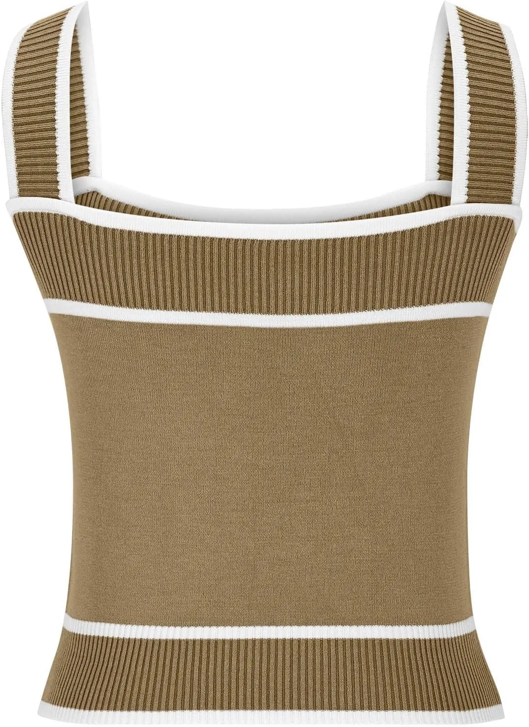 Women's Summer Knit Crop Tank Tops Sleeveless Square Neck Slim Fit Cami Shirts Fitted Basic Athletic Vest