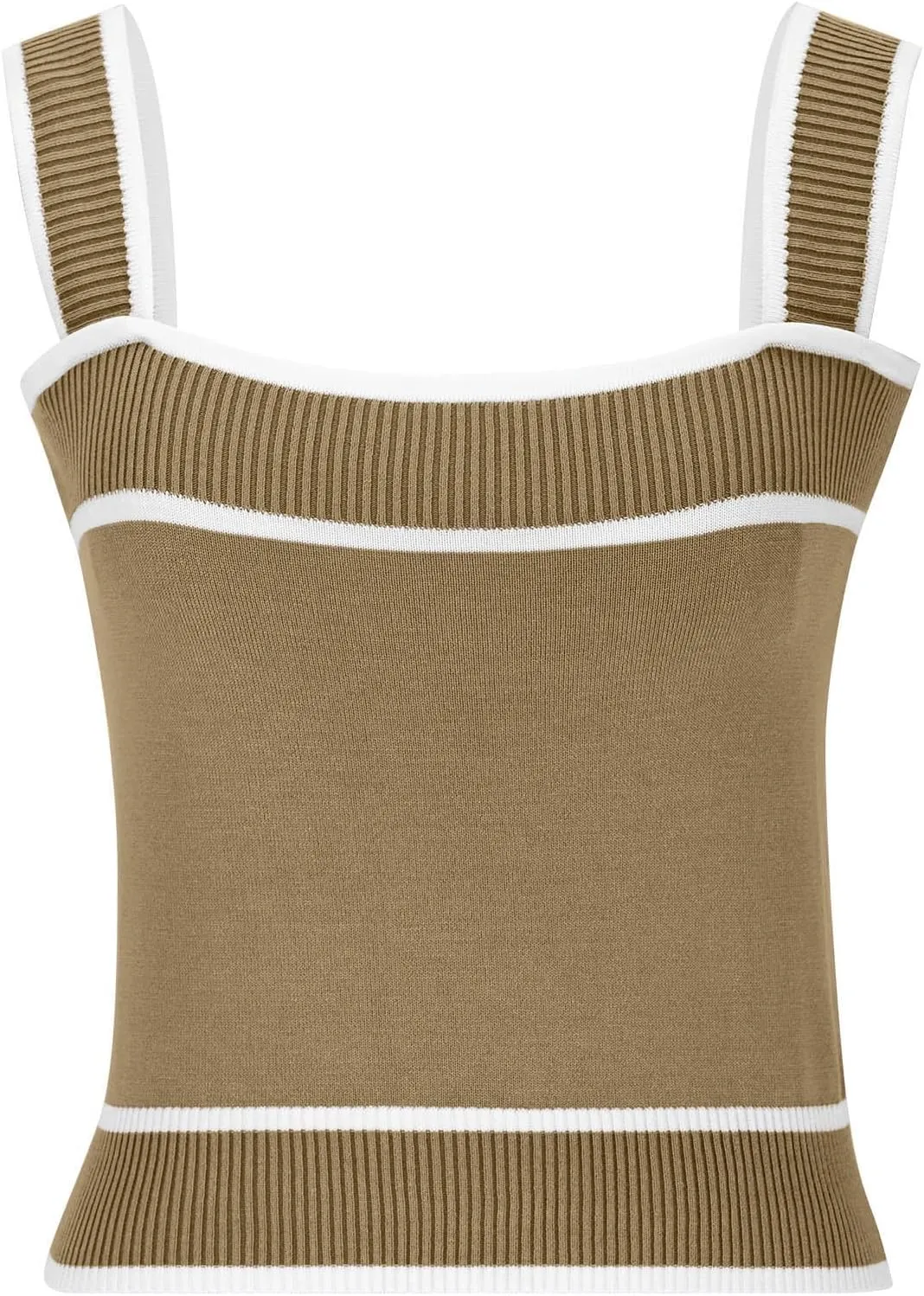 Women's Summer Knit Crop Tank Tops Sleeveless Square Neck Slim Fit Cami Shirts Fitted Basic Athletic Vest