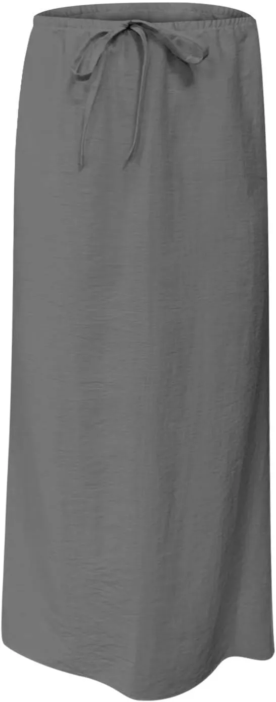 Women's Summer Maxi Skirts Low Waisted Vacation Skirts Casual Beach Skirts Drawstring Long Skirts Flowy Linen Skirt