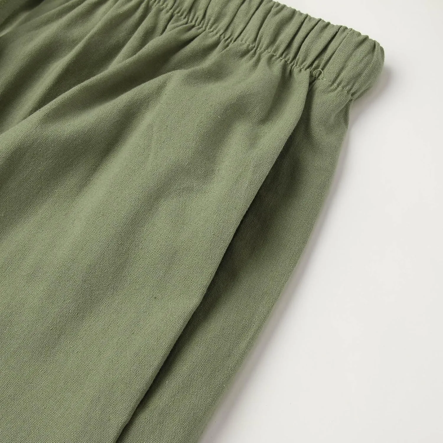 Women's Summer Palazzo Pants Casual Wide Leg Linen Pants Flowy Beach Pants Elastic Waist Comfy Lightweight Trousers