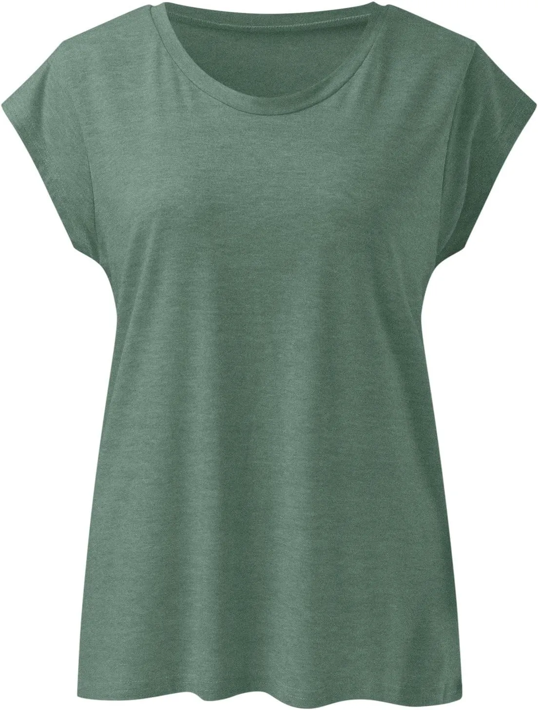 Women's Summer Tops 2025 Trendy Plus Size Cap Sleeve T Shirts Loose Fit Tank Top V Neck Solid Casual Tunic Blouse