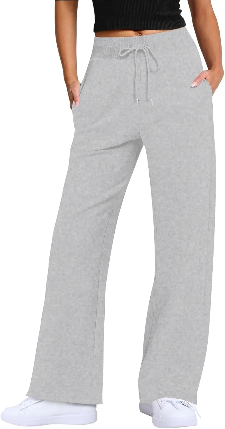 Womens Sweatpants Baggy Comfy Lounge Pants Joggers Workout Casual Fall Fashion 2024 Wide Leg Lounge with Pockets