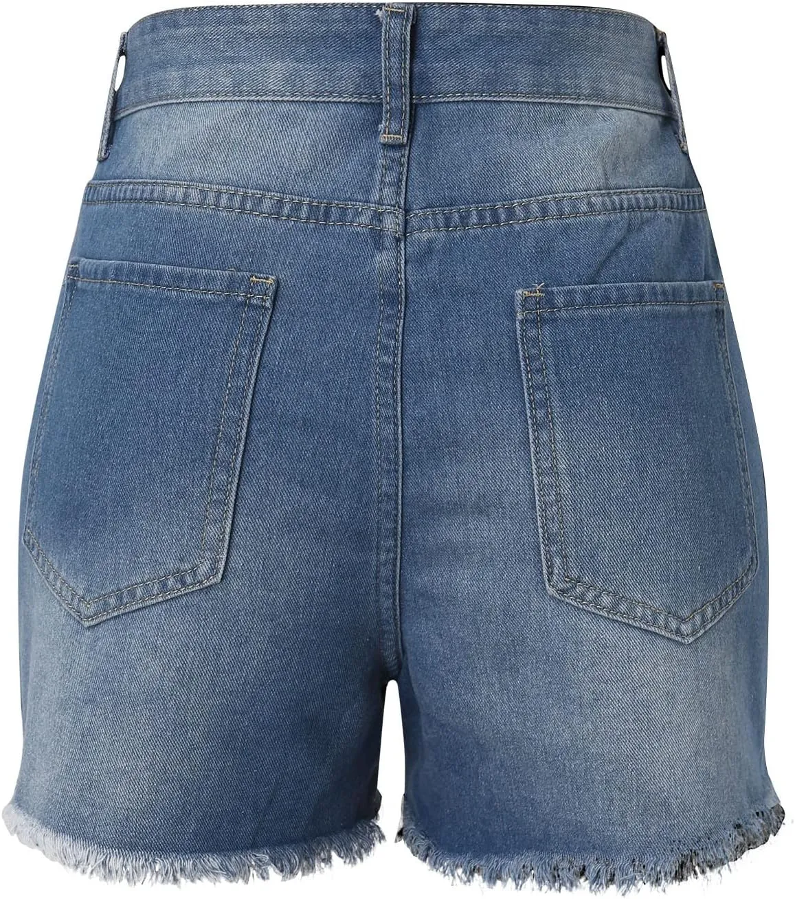 Women's Trendy Washed High Waisted Button Ripped Denim Shorts Summer New Lightweight Casual Straight Wide Leg Raw Hem Shorts