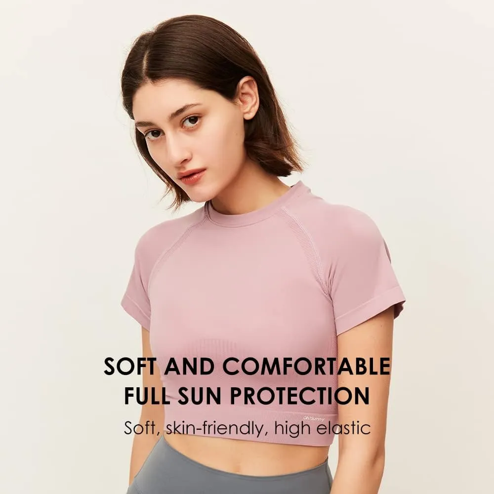 Womens Workout Crop Tops Short Sleeve Yoga Gym Athletic Shirts Running Tank Tops Slim Fit YLT3M131