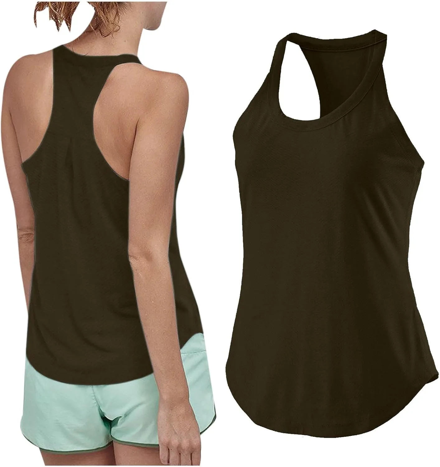 Workout Tank Tops for Women Casual Sleeveless Racerback Yoga Athletic T-Shirts Round Neck Trendy Summer Tunic Blouses
