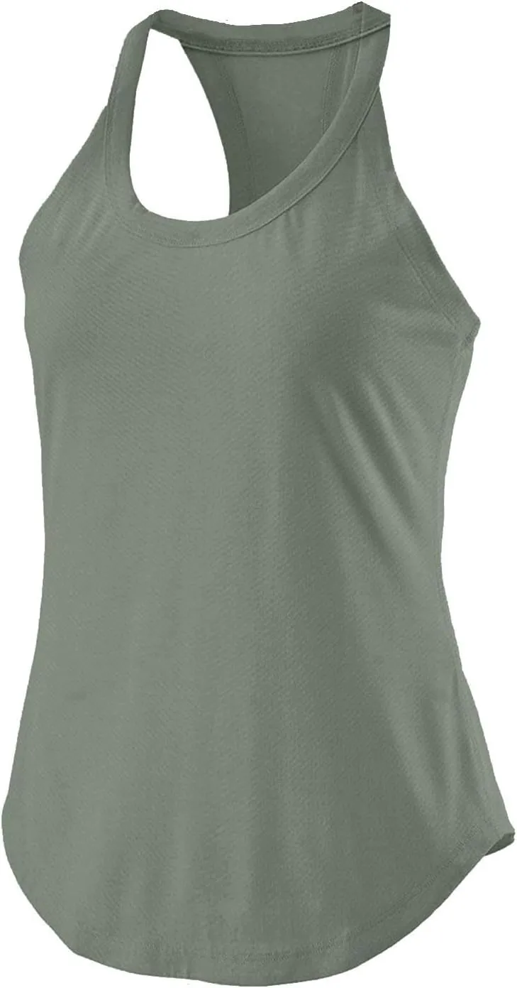 Workout Tank Tops for Women Casual Sleeveless Racerback Yoga Athletic T-Shirts Round Neck Trendy Summer Tunic Blouses