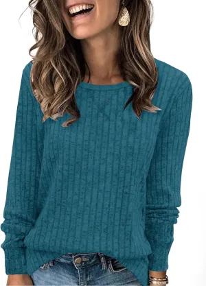 XIEERDUO Long Sleeve Shirts for Women Tunic Tops Casual Fall Tops Lightweight Sweaters 2024