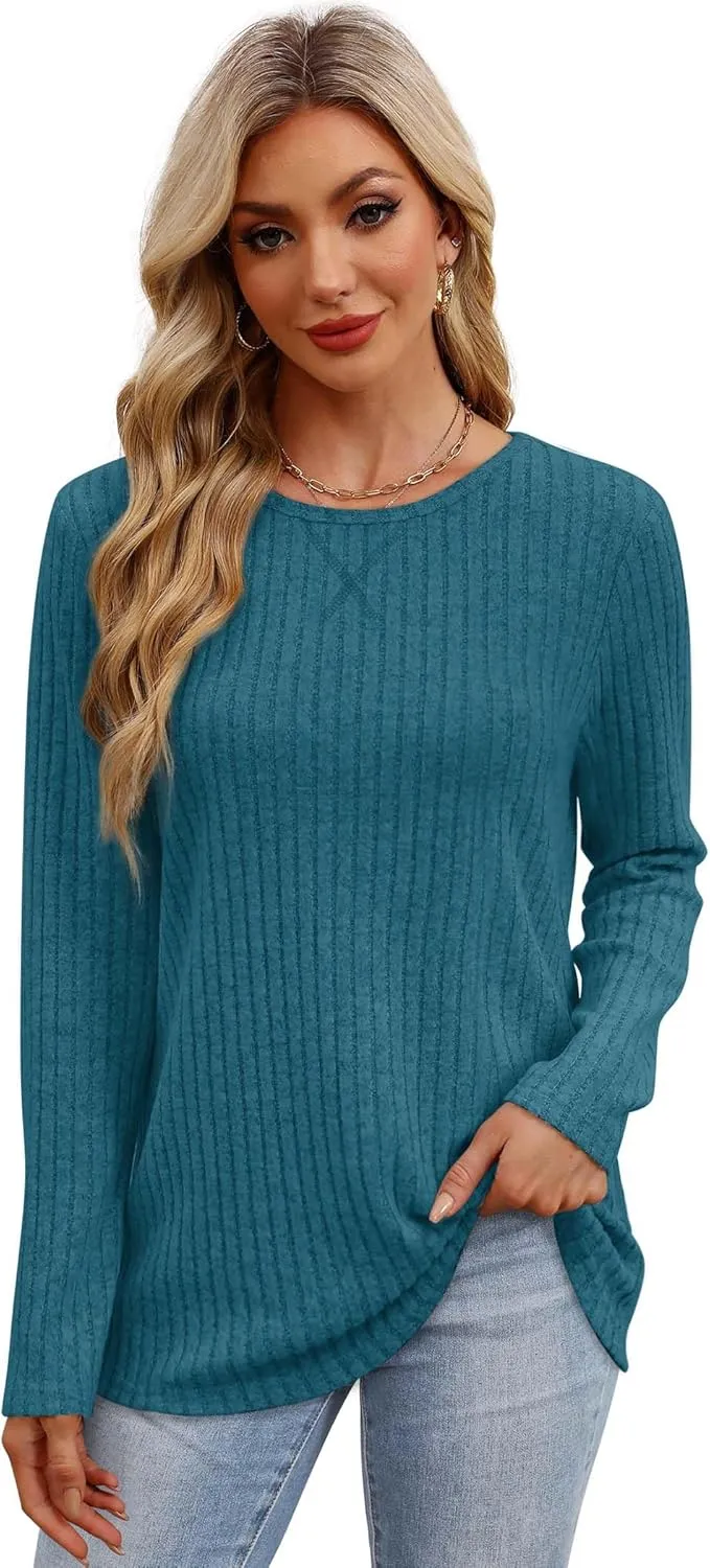XIEERDUO Long Sleeve Shirts for Women Tunic Tops Casual Fall Tops Lightweight Sweaters 2024