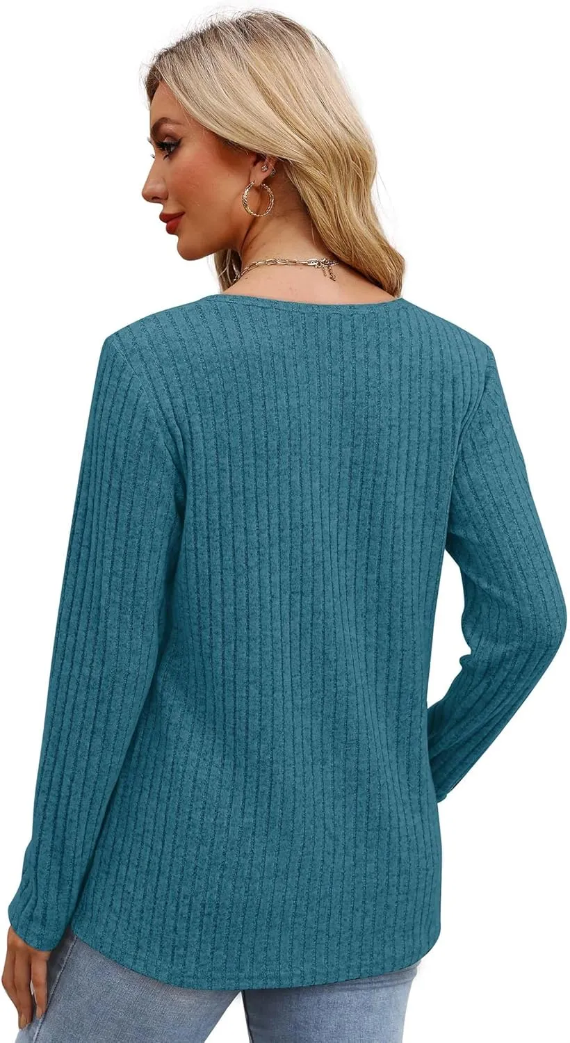 XIEERDUO Long Sleeve Shirts for Women Tunic Tops Casual Fall Tops Lightweight Sweaters 2024