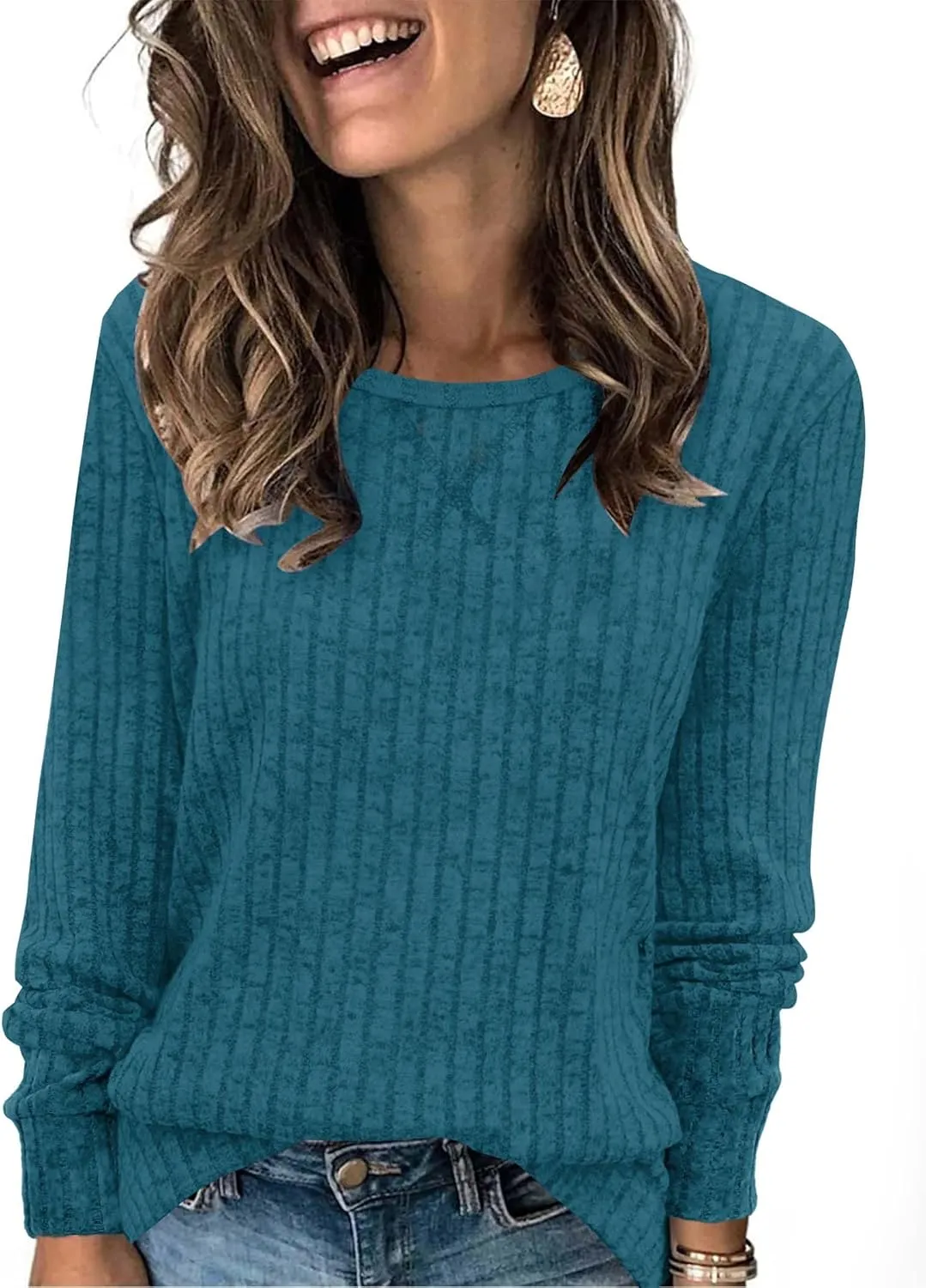 XIEERDUO Long Sleeve Shirts for Women Tunic Tops Casual Fall Tops Lightweight Sweaters 2024