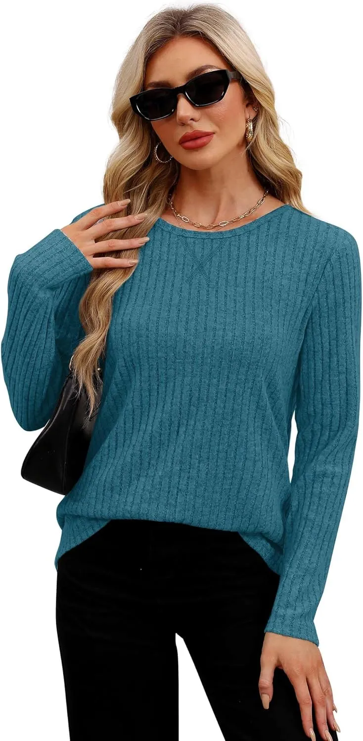 XIEERDUO Long Sleeve Shirts for Women Tunic Tops Casual Fall Tops Lightweight Sweaters 2024
