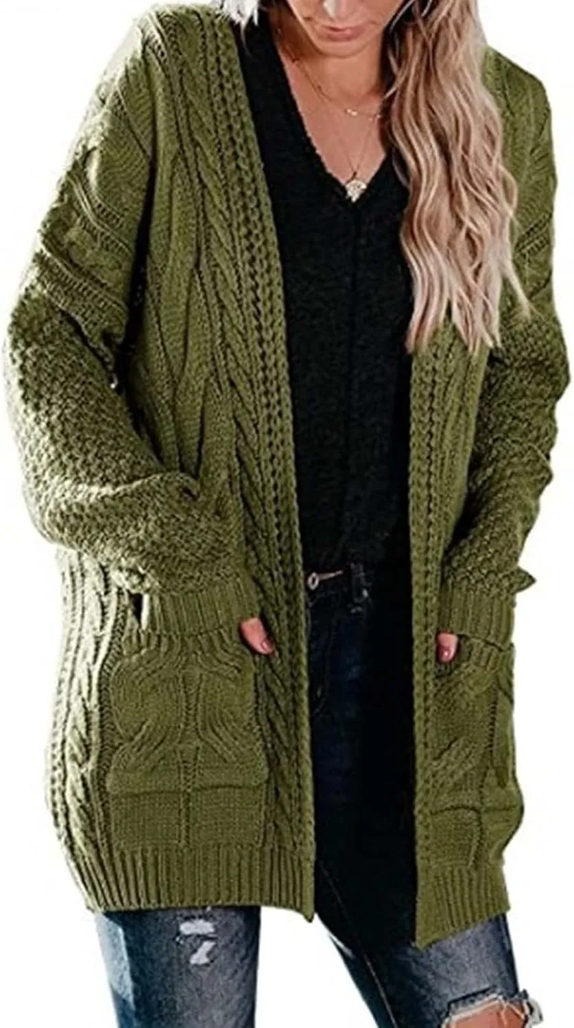 XUNRYAN Chunky Knit Cardigans Womens Fall Fashion Sweaters Cardigans Open Front Casual Lightweight Transition Jackets Coat