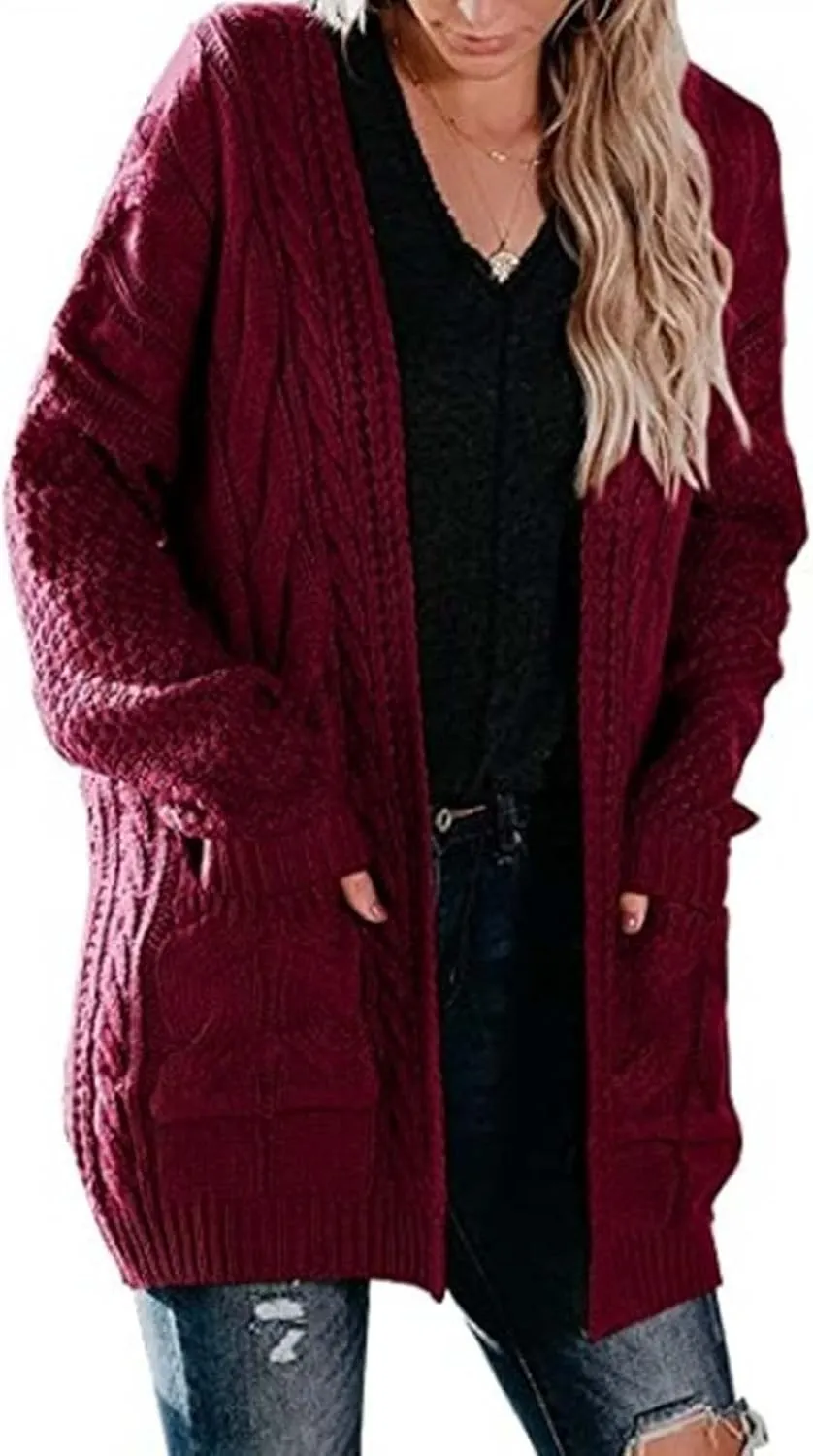 XUNRYAN Chunky Knit Cardigans Womens Fall Fashion Sweaters Cardigans Open Front Casual Lightweight Transition Jackets Coat