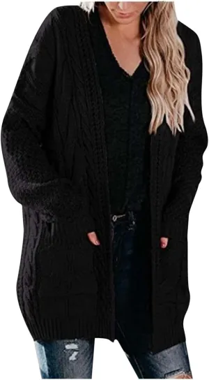 XUNRYAN Chunky Knit Cardigans Womens Fall Fashion Sweaters Cardigans Open Front Casual Lightweight Transition Jackets Coat