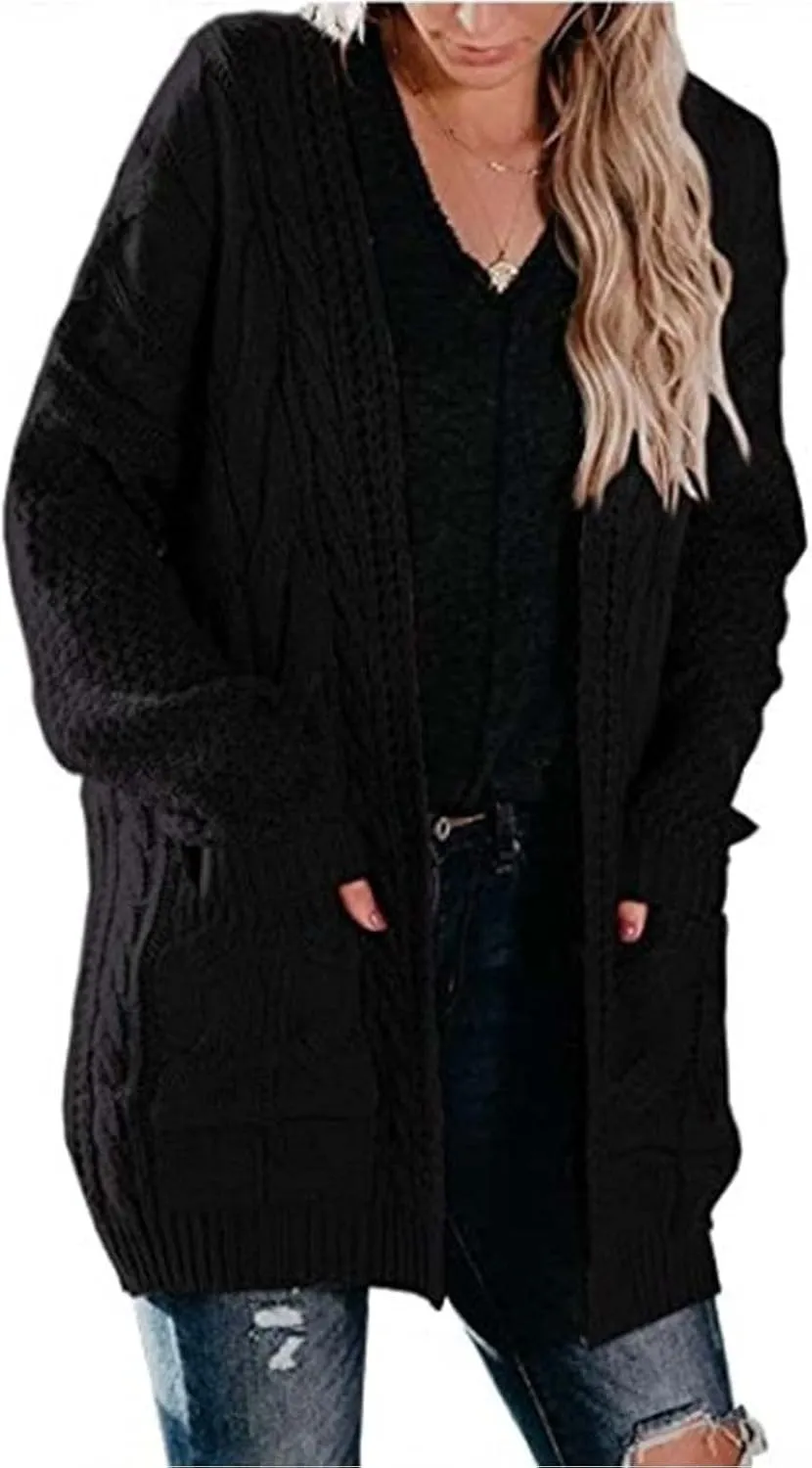 XUNRYAN Chunky Knit Cardigans Womens Fall Fashion Sweaters Cardigans Open Front Casual Lightweight Transition Jackets Coat