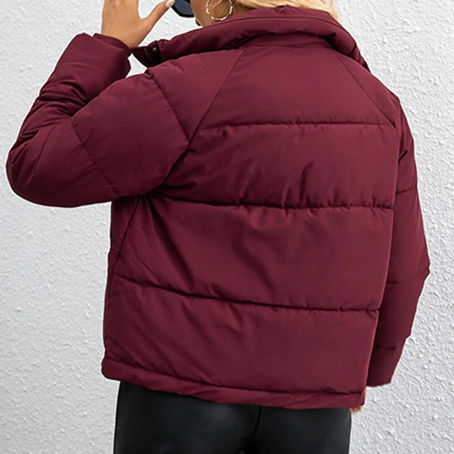 XUNRYAN Puffer Jackets Women Short Winter Warm Down Coats Quilted Bomber Jacket Thick Anorak Lightweight Parka Casual Outwear