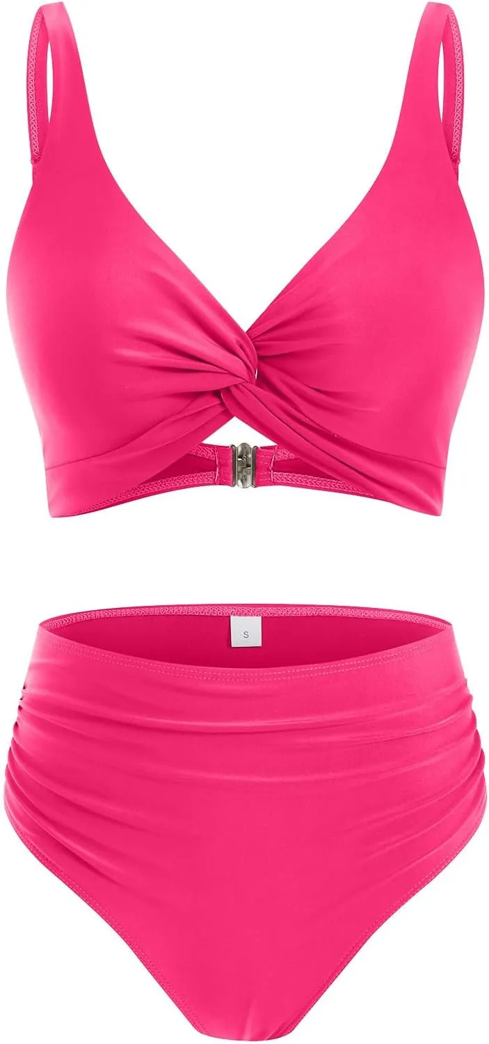 yardsong Bikini Sets for Women Two Piece Sexy Bathing Suits Twist Knot Push Up Bikini Top High Waisted Bottoms Swimsuits