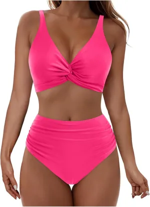 yardsong Bikini Sets for Women Two Piece Sexy Bathing Suits Twist Knot Push Up Bikini Top High Waisted Bottoms Swimsuits