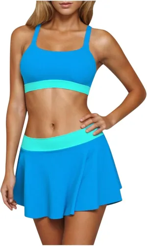 yardsong Two Piece Swimsuit for Women Push Up Bikini Tops with Swim Skirts Bathing Suits 2025 Trendy Vacation Swimwear