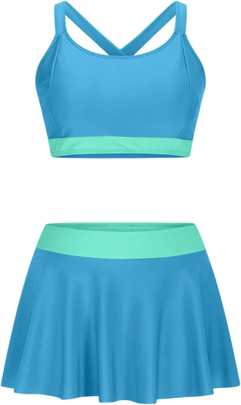 yardsong Two Piece Swimsuit for Women Push Up Bikini Tops with Swim Skirts Bathing Suits 2025 Trendy Vacation Swimwear