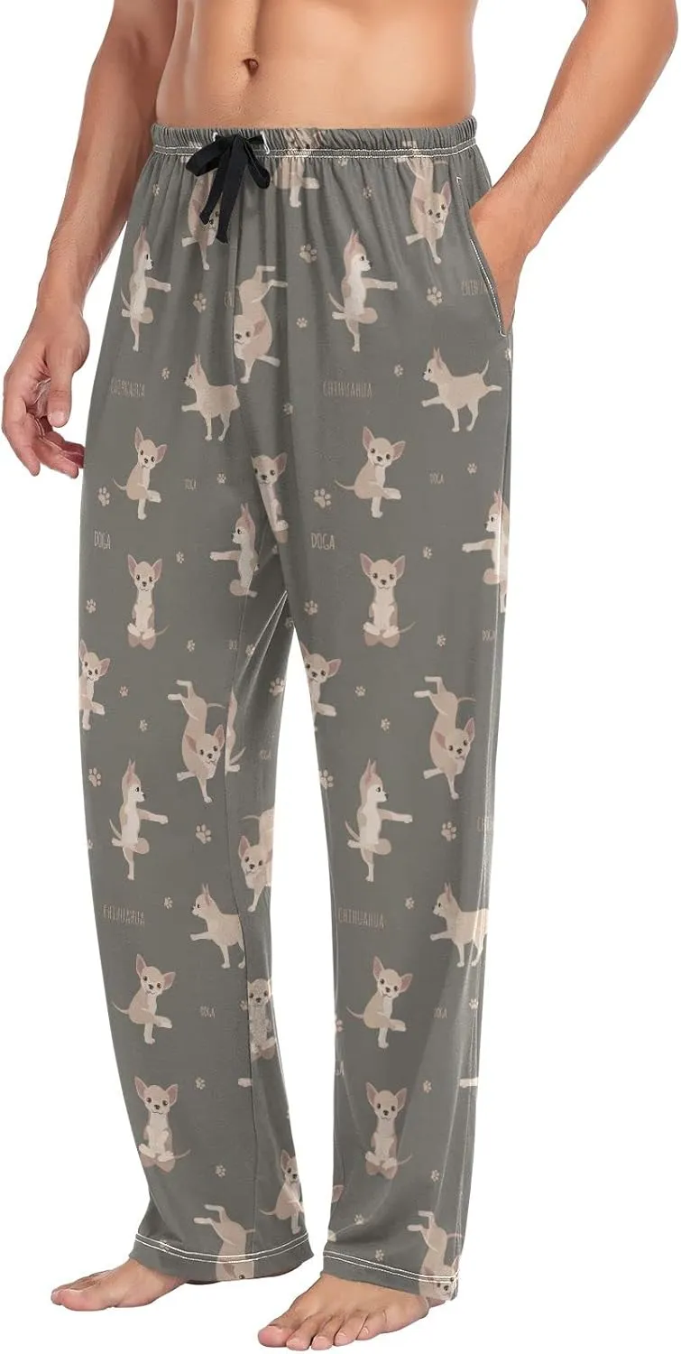 Yoga Chihuahua Dog Pattern Men's Pajama Pants Sleepwear Lounge Pajama Bottoms
