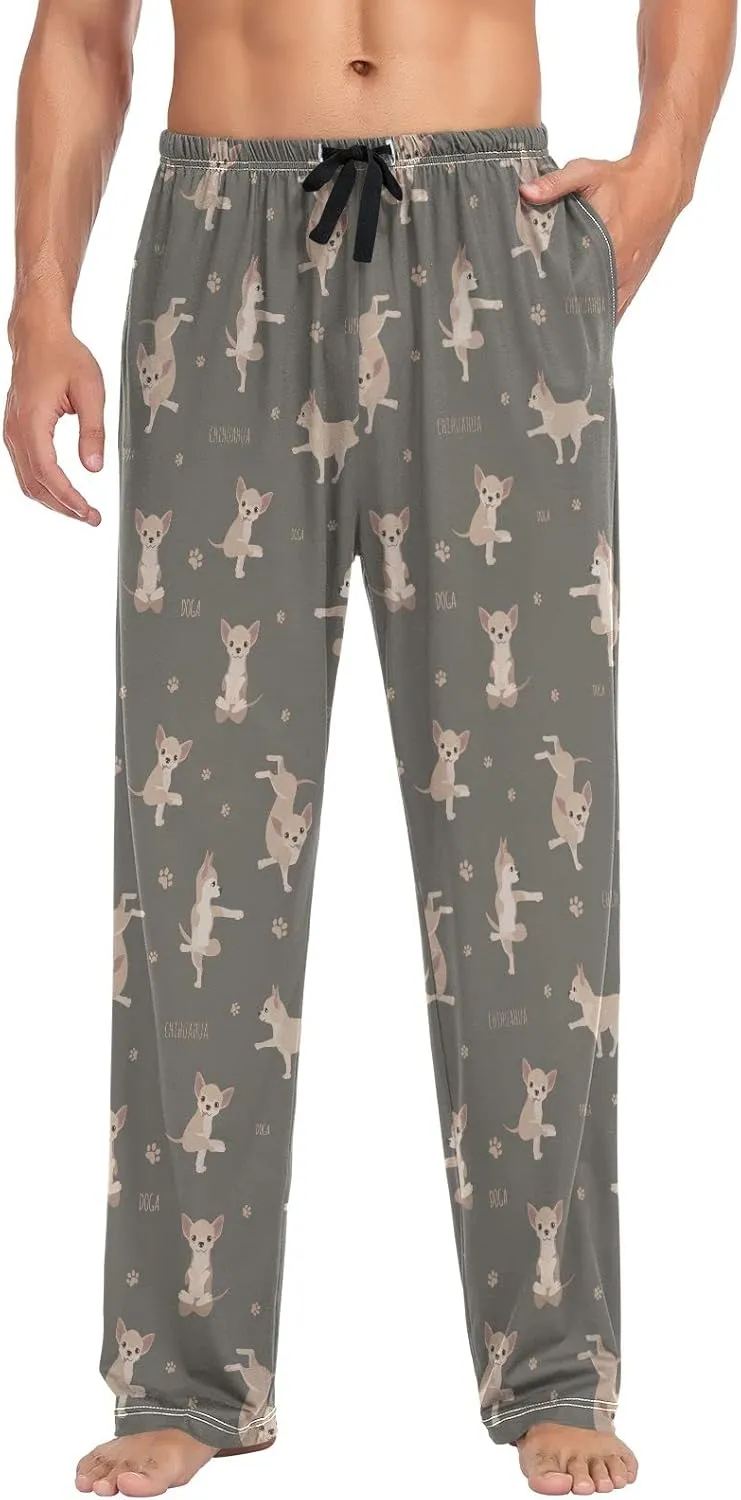 Yoga Chihuahua Dog Pattern Men's Pajama Pants Sleepwear Lounge Pajama Bottoms