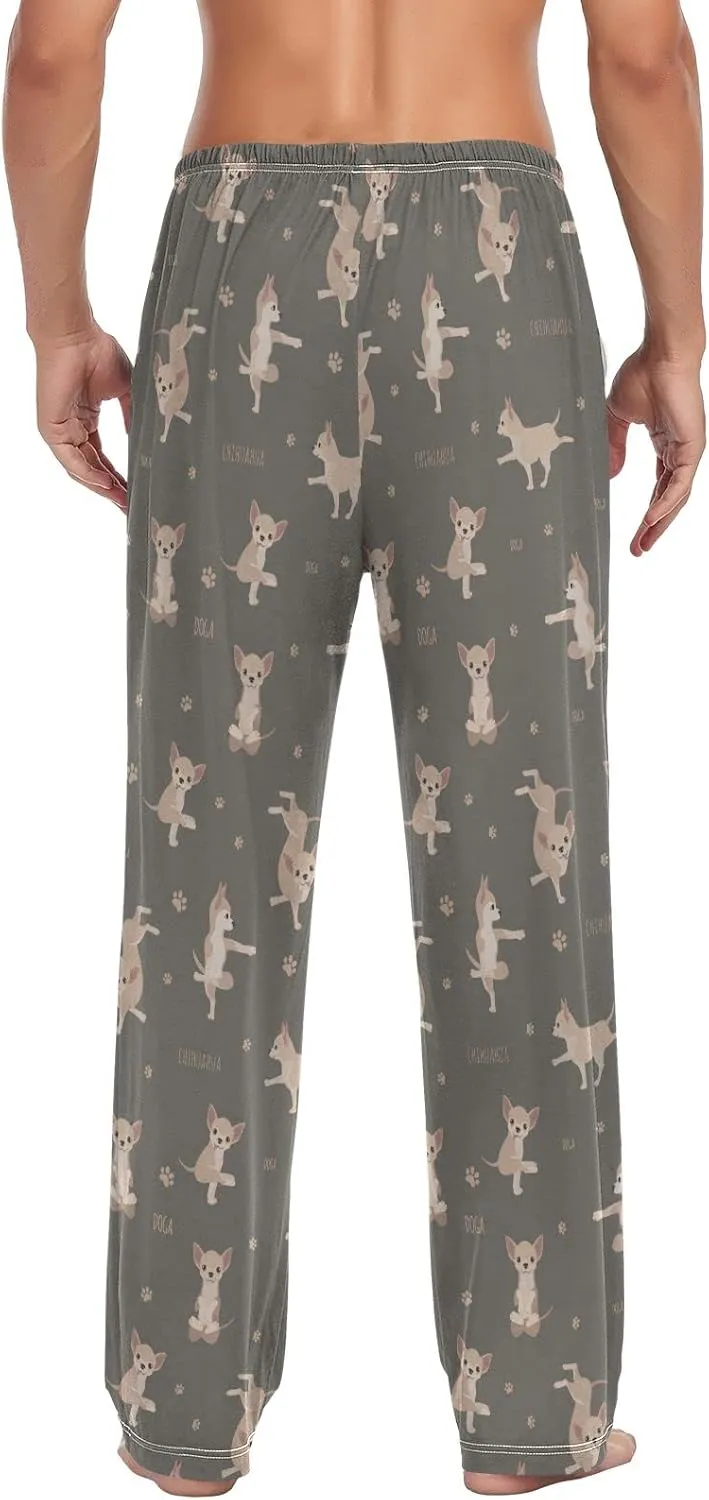 Yoga Chihuahua Dog Pattern Men's Pajama Pants Sleepwear Lounge Pajama Bottoms