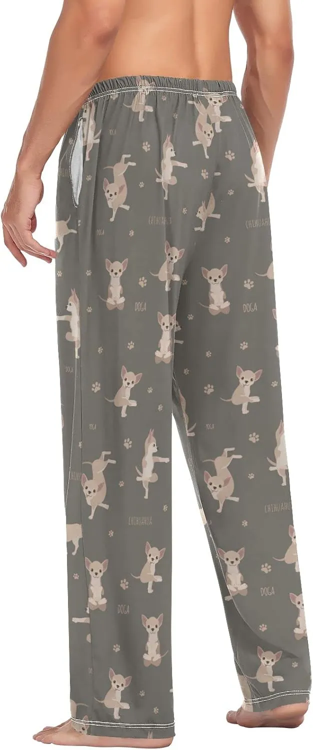 Yoga Chihuahua Dog Pattern Men's Pajama Pants Sleepwear Lounge Pajama Bottoms