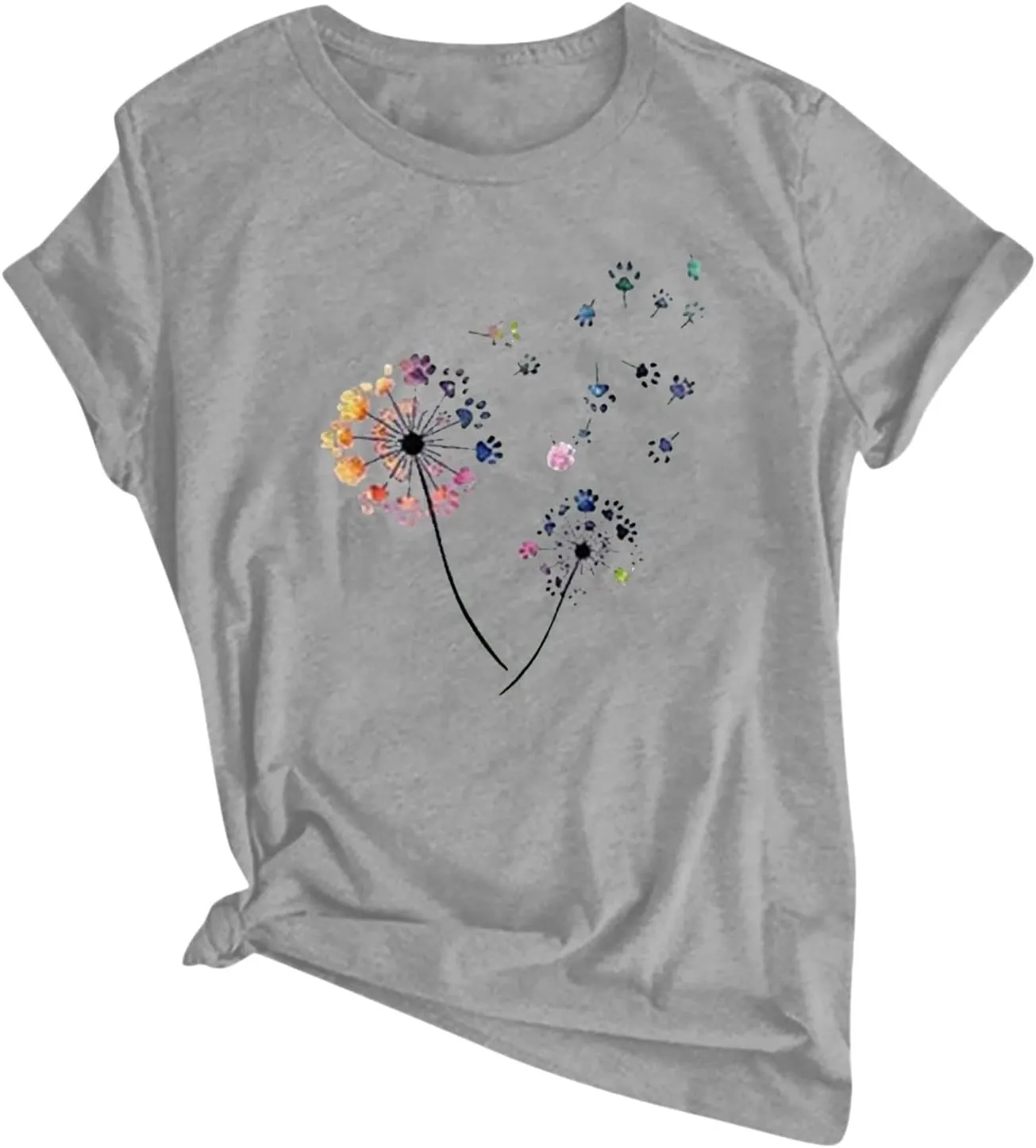 ZEFOTIM Sunflower Tops for Women 2024 Short Sleeve Crewneck Casual Summer Fashion Tops Shirts