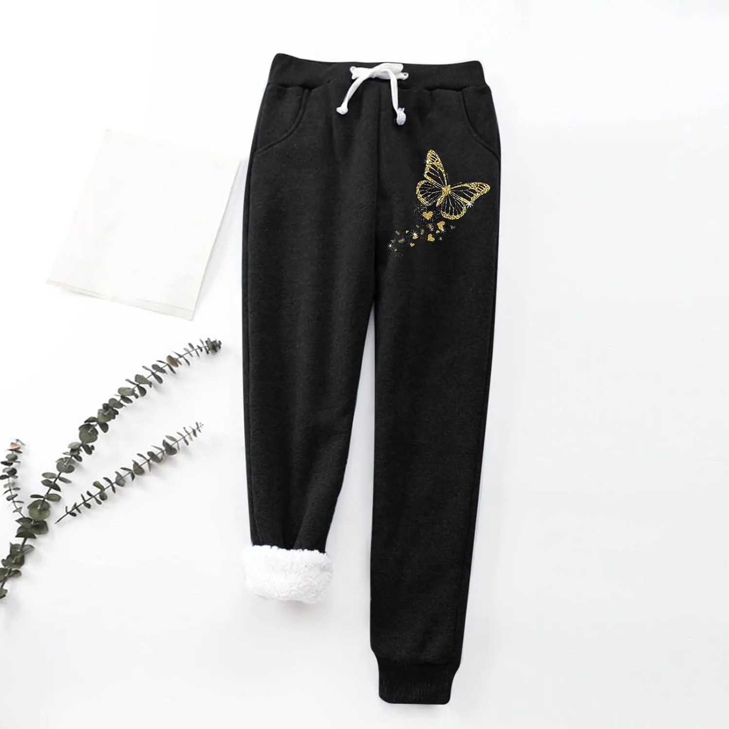 ZYXTIM Womens Sherpa Lined Fleece Sweatpants Drawstring Stretch Cinch Bottom Lounge Trousers Winter Thermal Jogger Pants