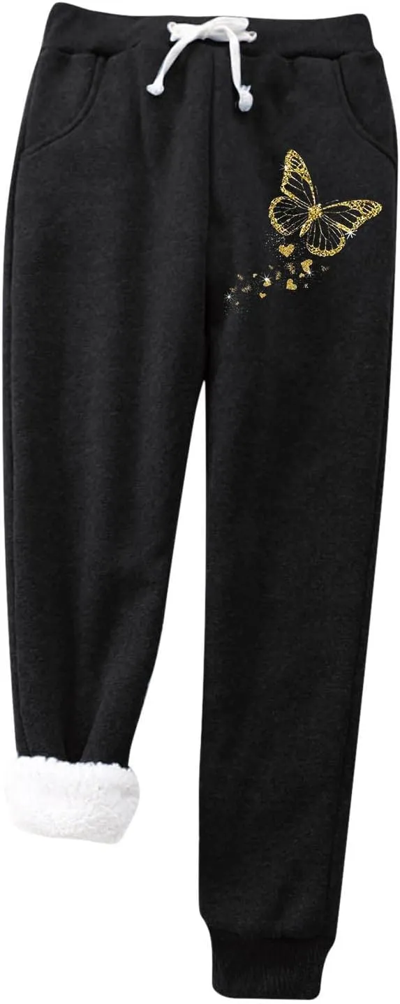 ZYXTIM Womens Sherpa Lined Fleece Sweatpants Drawstring Stretch Cinch Bottom Lounge Trousers Winter Thermal Jogger Pants