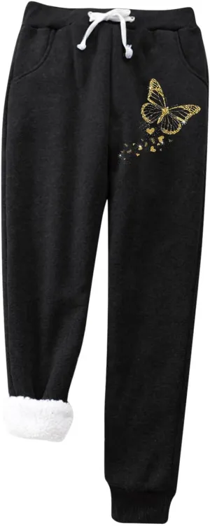 ZYXTIM Womens Sherpa Lined Fleece Sweatpants Drawstring Stretch Cinch Bottom Lounge Trousers Winter Thermal Jogger Pants